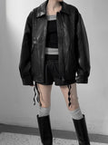 (unisex) Panel Deep Two-Way Leather Jacket