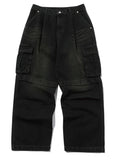 Wide cut cargo denim pants