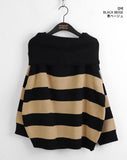 Dolce boxy stripe off-shoulder long sleeve knit
