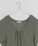 Soha U-neck Stripe Strap Short Sleeve Tee