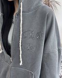 Hamel Pigment Embroidery Hooded Zip-up