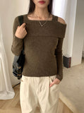 Risher Unbalance One Shoulder Off Square Knit