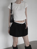 Center Shirred Round Crop Top
