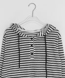 Sayu Stripe Button Hood Long Sleeves