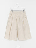 [unisex] Dinning pin tuck banding linen bermuda pants - Linen50