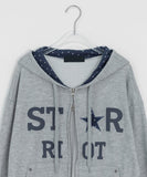 Femme Star Printing Hood Zip-Up