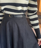 Polsyu belted flared long skirt
