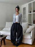 Meni Dot Pintuck Balloon Wide Pants