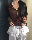 Ziz Velvet Slim Fit Hooded Zip-Up