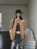Bake Washing Cotton Biker Jacket