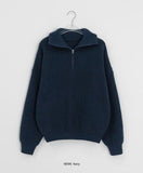 [unisex] Hobella High Neck Half Zip-Up Knit Cardigan