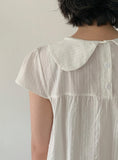 Kosho punching ribbon short sleeve blouse