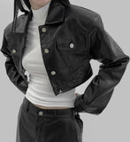 melty leather cropped jacket