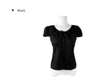 Sandy Summer Ribbon Strap Pintuck Puff Short Sleeve Blouse