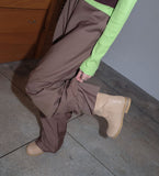 paper leather middle boots