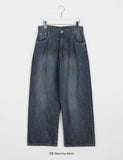 Warden washed wide denim pants