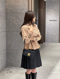 Elb Pleated Leather Culotte Skirt