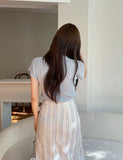 Zendua Open Collar Neck Short Sleeve Knit