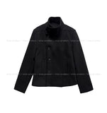 Bitter Unbalanced High Neck Slim Half Coat
