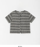 Menzi Stripe Crop Short Sleeve Cardigan