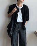 Linen denim wide