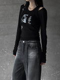 Strap Grayish Denim Pants