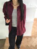 [MADE] Podil Linen Roll Oversized Fit Checkered Long Sleeve Shirt