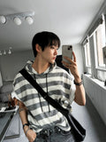 Stripe Mix Hooded Vest Knit