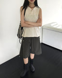 Ct Side Snap Button Nylon Half-Length Bermuda Pants