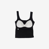 Noise Button Ribbed Sleeveless