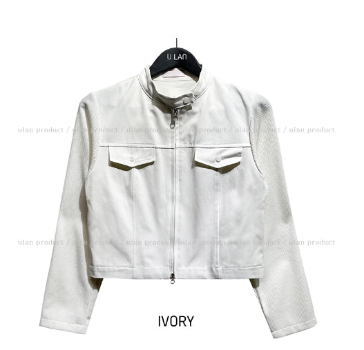 【U LAN】Liberal Crop Two-Way Biker Jacket U LAN】Liberal Crop Two-Way Biker Jacket
