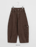 Bertella Washing Brushed Cargo Balloon Wide Pants
