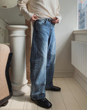 Janen Washed Flare Wide Denim