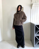 Yurin shirring ribbed long skirt
