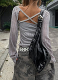 Cross Back Silt See-Through Knit