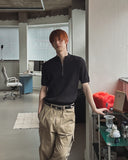 Arno Half-zip Ribbed Short-sleeve Knit