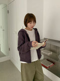 Runro Stripe Two-Way Hood Zip-Up Knit Cardigan