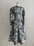 [PREMIUM] Dear Toile Pattern Puff Collar Jacquard Long One Piece (Belt Set)