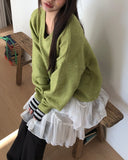 Noez V-Neck Lambs Wool Loose Fit Knit
