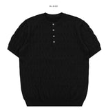 Henley Neck Cable Short Sleeve Knit