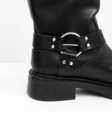 Refit belt leather long boots