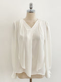 Lillian Pintuck Sleeve Chiffon Tie Blouse