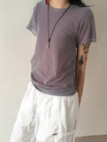 Lefe Mesh Layered Side String Short Sleeve T-Shirt