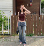Halterneck Button With Cup Crop Rib Sleeveless