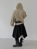 Cable Two-Way Knit Hood Zip-Up