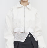 Viola cropped leather jacket