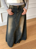 Ito Sand Washing Wide Maxi Denim Skirt