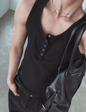 [LANARCH] Waffle Henley Neck Sleeveless