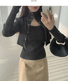 Fake Layered High-Neck Layered Knit Set-Up