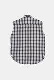 Rough crop sleeveless snap check shirt